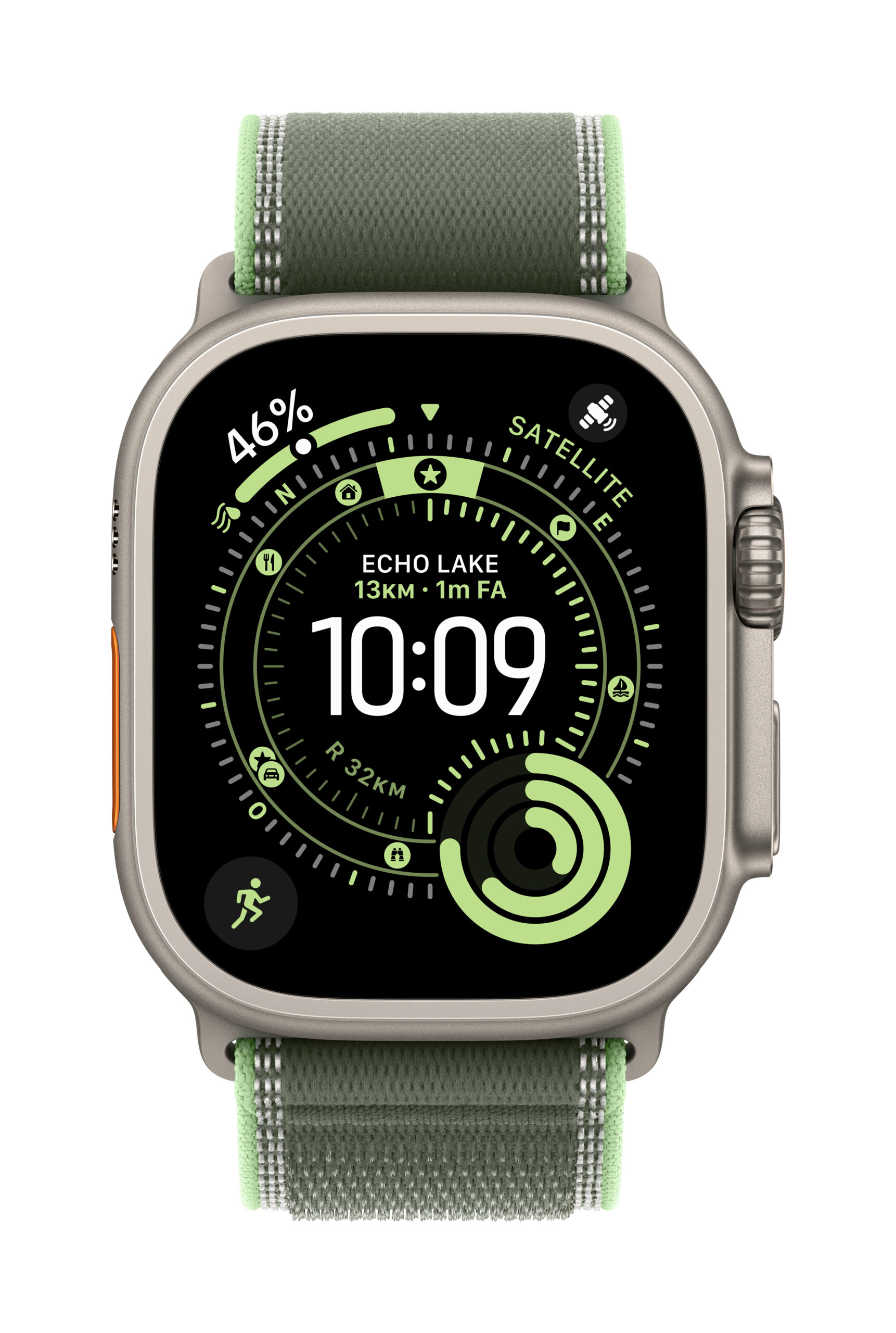Apple AW BAND 49MM TRAIL GN/NEON NAT TITAN S/M, MFT44ZM/A