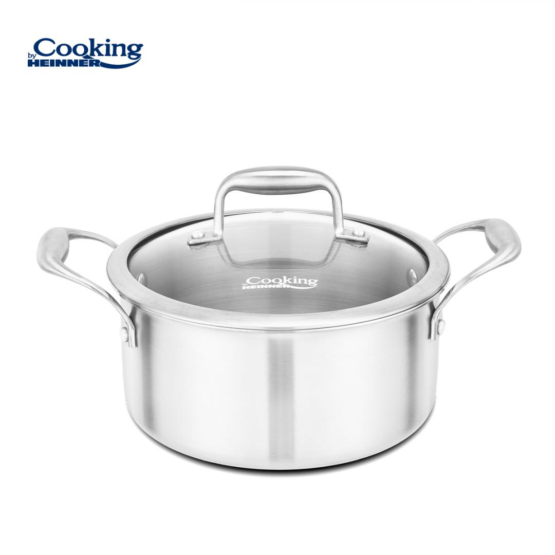 HEINNER SEMIOALA INOX+CAPAC STICLA 24x12CM, 5L, ATOMIC3, COOKING BY, HR-MRK-3A24