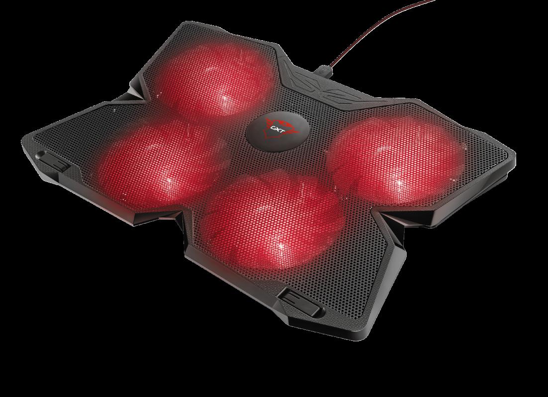Trust STAND "GXT Yozu" notebook 17.3", sita metal, 4 x fan 12cm, LED rosu, negru, TR-20817 - imagine 3