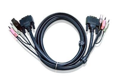 Aten CABLU KVM cablu 3 in 1, conector tip USB (T) | 3.5 mm Jack (T) x 2 | DVI-D (T), 2L-7D02U