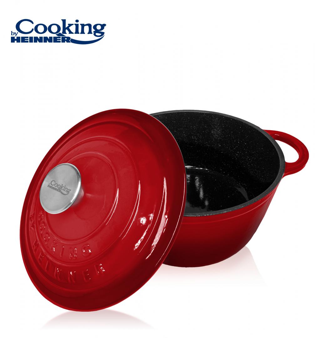 HEINNER SEMIOALA FONTA EMAILATA + CAPAC 26 x 12 CM, 4.8 L, RED LINE, HR-KN-SM48 - imagine 4