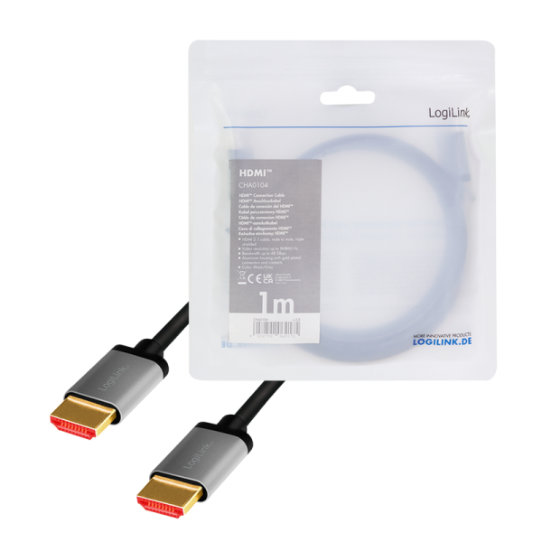 Logilink CABLU video, HDMI (T) la HDMI (T) 2.1, 1m, conectori auriti, rezolutie maxima 8K, CHA0104 - imagine 4