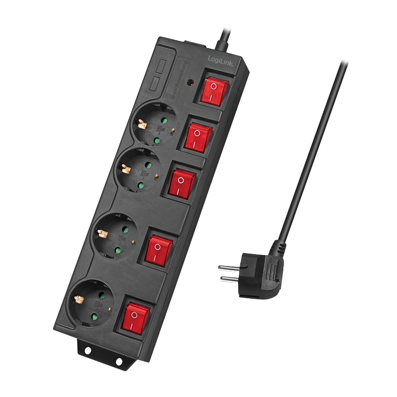Logilink PRELUNGITOR, Schuko x 4, conectare prin Schuko (T), cablu 1.5 m, 16 A, protectie, LPS251