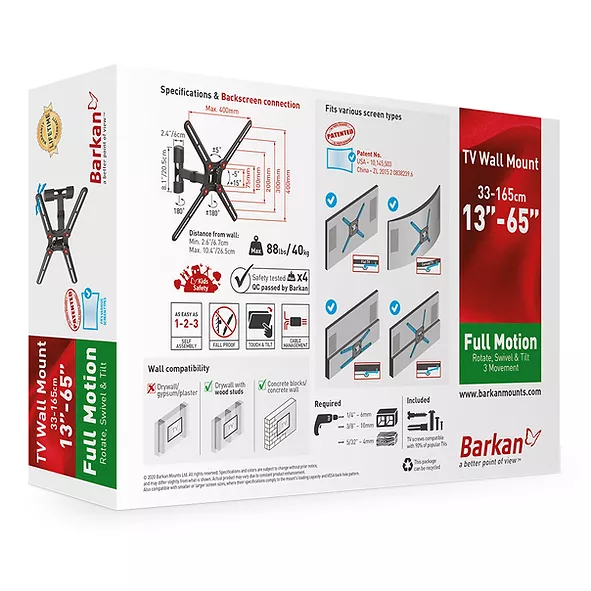 Barkan TV Wall Mount Full Motion 13"-65", BM331 - imagine 3