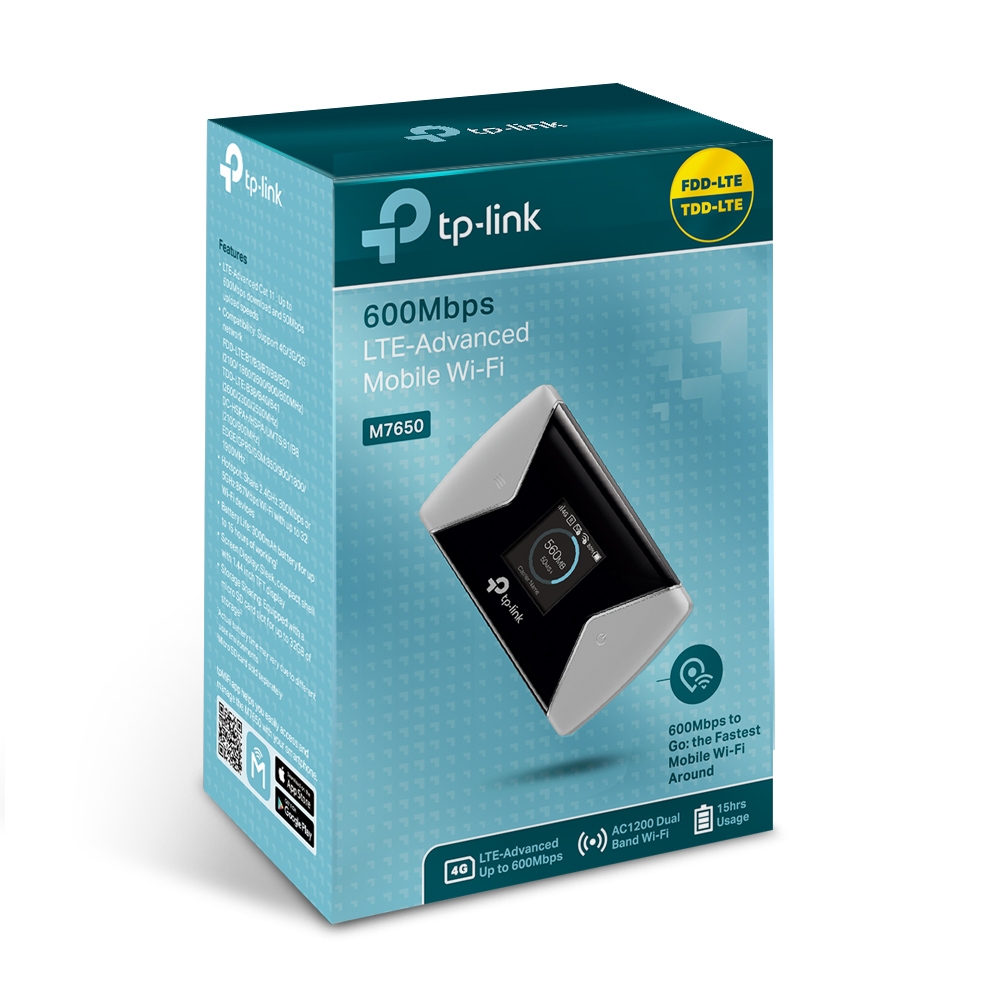 Tp-Link ROUTER wireless. portabil, 4G Mobile Wi-Fi, 600Mbps, Internal LTE Modem, SIM card, M7650 - imagine 3