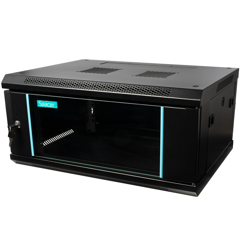 SPACER CABINET 19 4U 600x450mm, fixare pe perete, Flatpack (dezasamblat), Black, SPCW-4U-450-BK-03