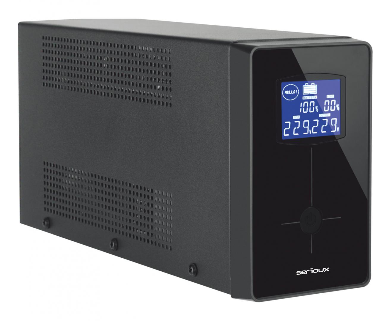 SERIOUX UPS Line Interactive 1200LI, ecran LCD, capacitate 1200VA/720W, 4 prize, SRXU-LCD1200LI