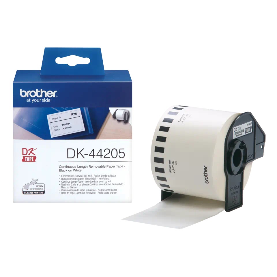 BROTHER Banda Continua Hartie Original Black on White pentru P-TOUCH, DK44205