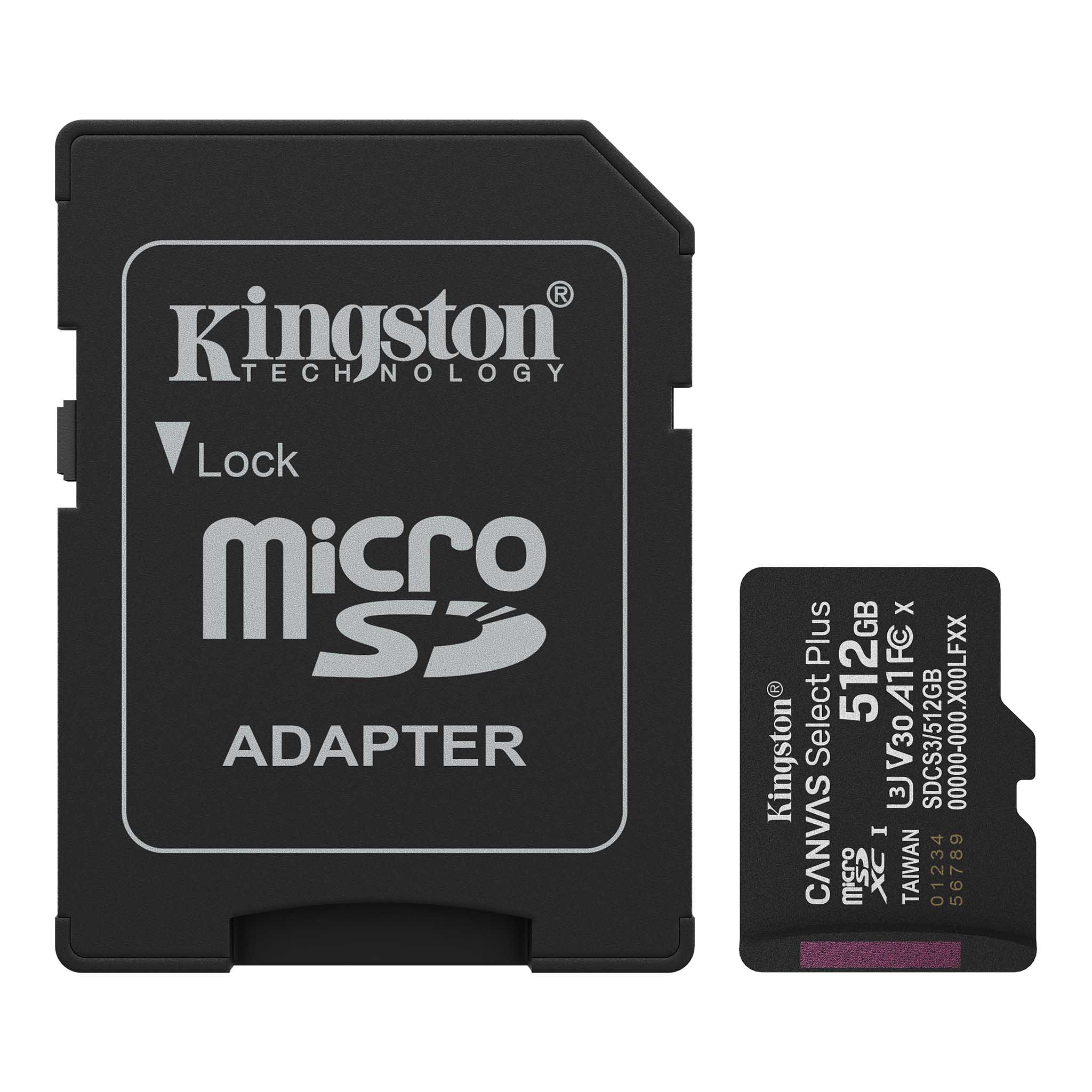 Kingston MEMORY MICRO SDXC 512GB UHS-I/W/ADAPTER, SDCS3/512GB