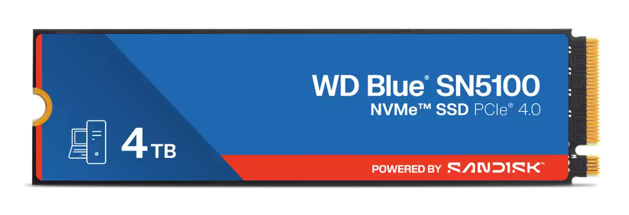 WD SSD Blue SN5100 4TB M.2 2280 PCIe Gen4 x4 NVMe QLC 3D, Read/Write: 6900/6700, WDS400T5B0E-00CPE0