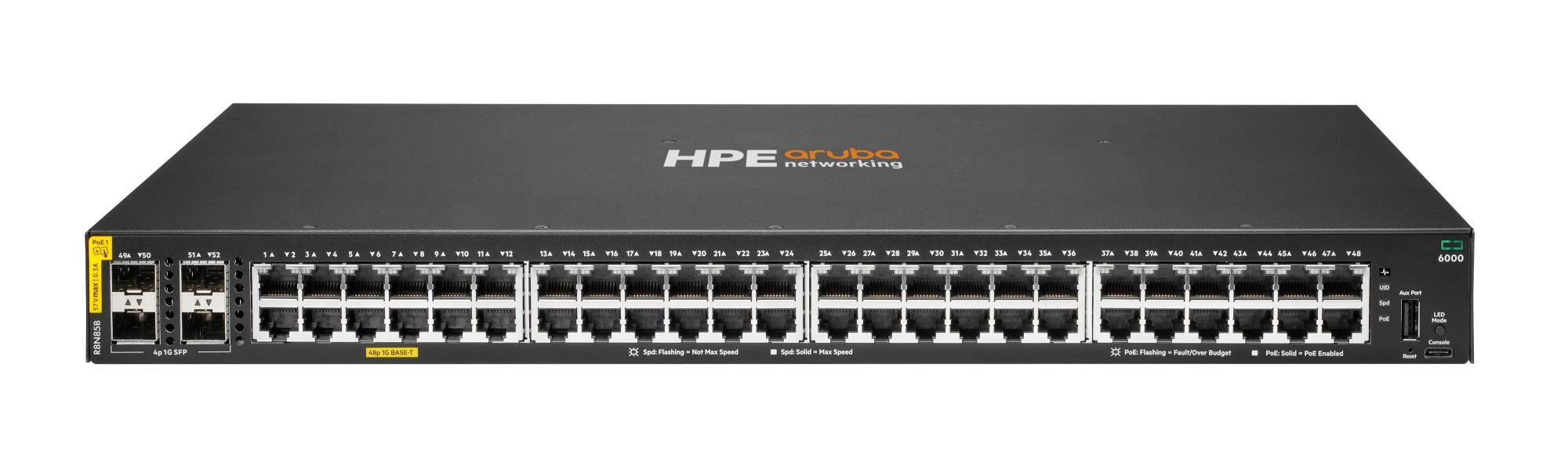 HP NET SWITCH 48PORT CL4 4SFP/POE 6000 ARUBA BY HPE, R8N85B