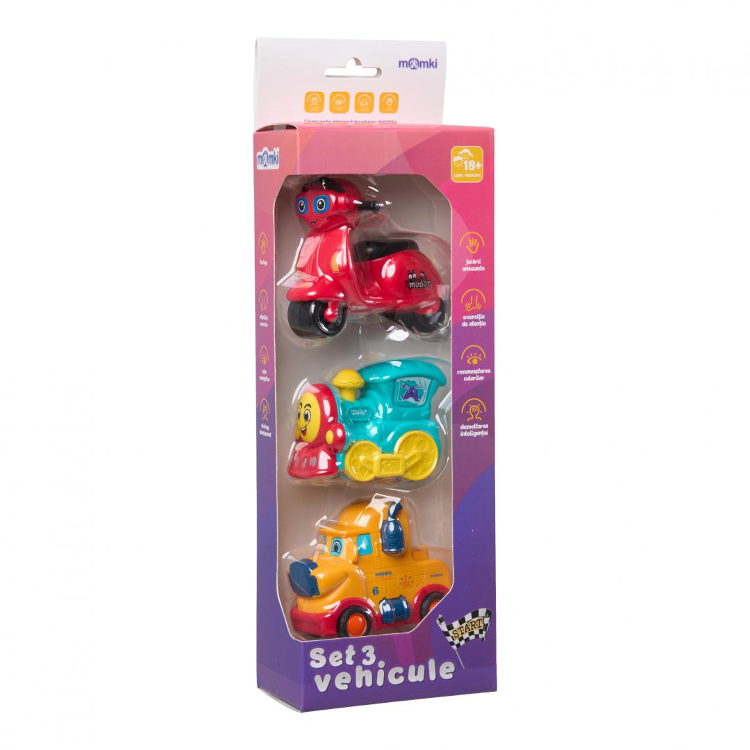 MomKi SET 3 VEHICULE ACTIONATE PRIN INERTIE, DIVERSE MODELE SI CULORI, MOMKI899-17A - imagine 7