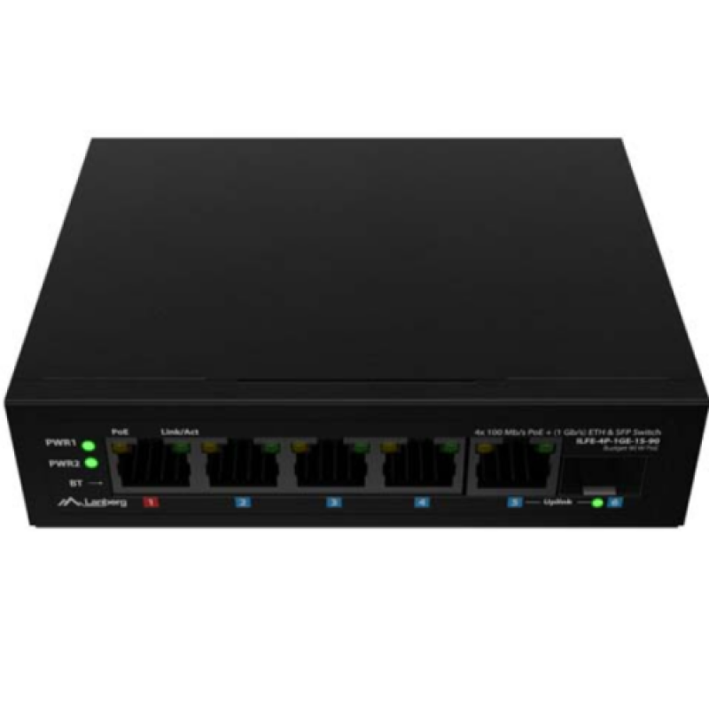 Lanberg Switch 1XBT 3XAT SFP/ETH, ILFE-4P-1GE-1S-90