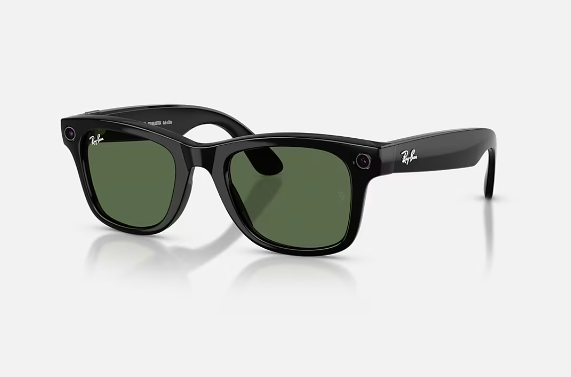 RAYBAN Ray-Ban Meta Wayfarer Gen 2 High Bridge Fit Shiny Black G-15 Green 53-22, RW4012 601/71 53-22