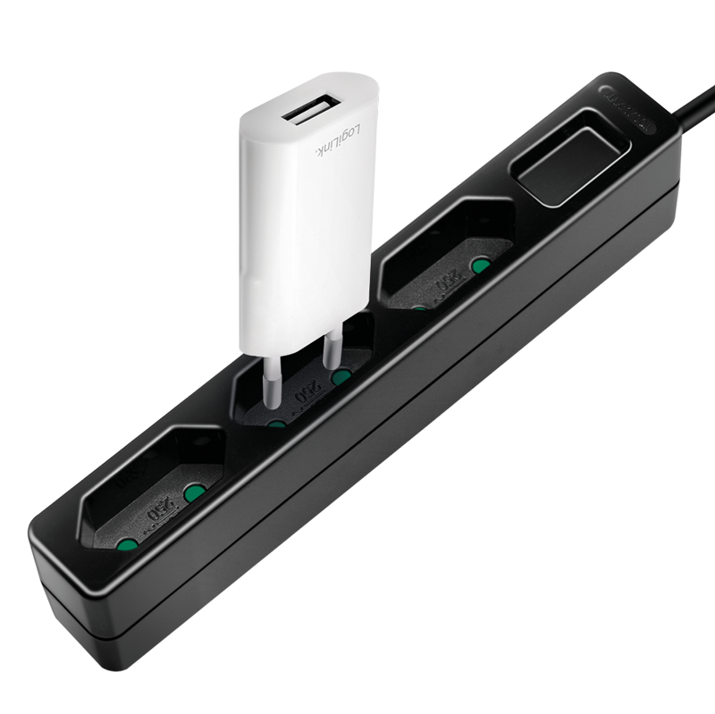 Logilink PRELUNGITOR, Euro skt x 3, cablu 3G 1.0mm2, 230 V/7.5 A, 50 Hz, max. 1700 W, IP20, LPS229B