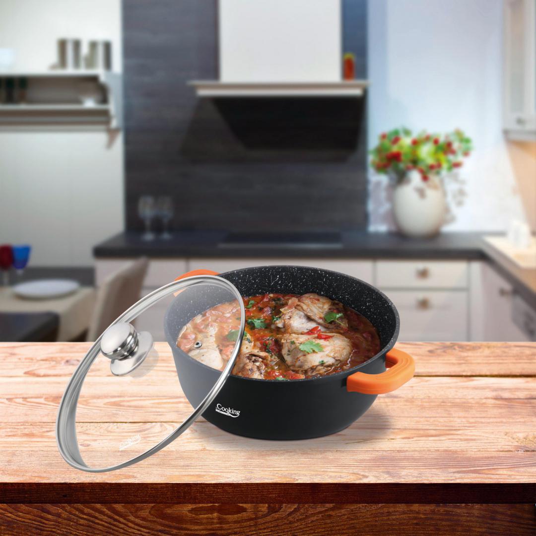 HEINNER CRATITA ALUMINIU TURNAT+CAPAC,16x7.5 CM, 1.2 L, DARK LINE,COOKING BY, HR-SCO-A0316A - imagine 2