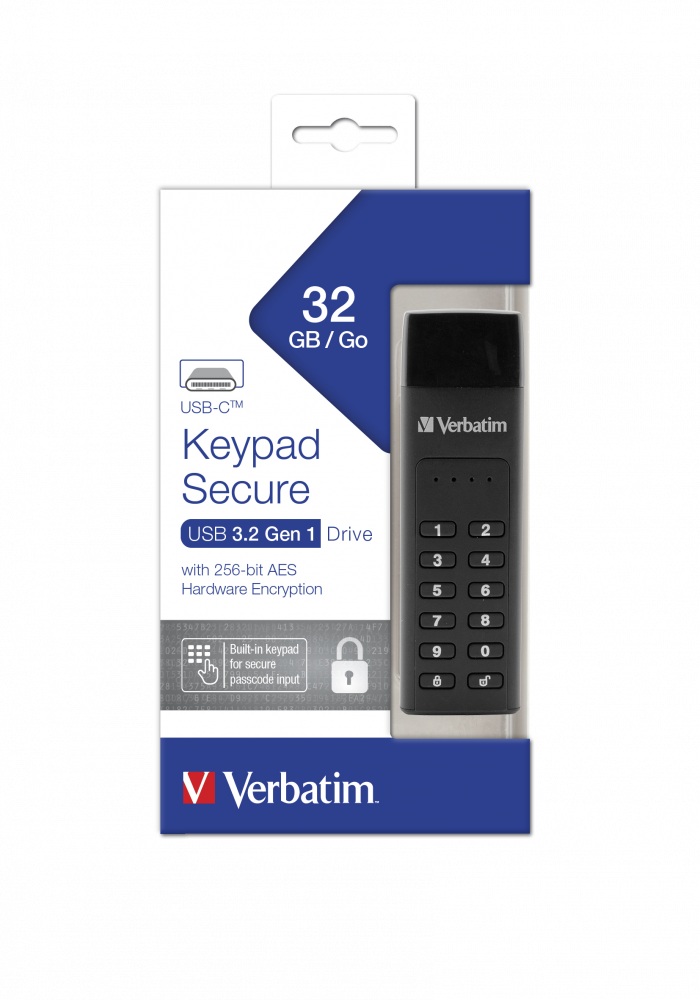 Verbatim MEMORII USB VER KEYPAD SECURE USB 3.1 G1 DRIVE, 49430 - imagine 4