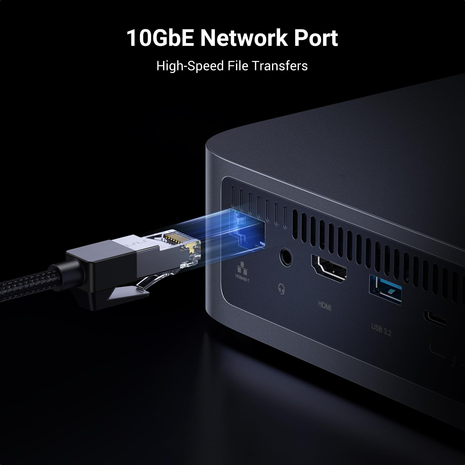 UGreen NAS DXP480T Plus, CPU i5 4.40 GHz, RAM DDR5 8Gb max 64Gb, M.2 8Tx4, LAN 10Gbx1, 1xUSB, 25892B - imagine 5