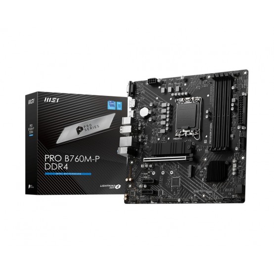 MSI Placa de baza PRO B760M-P DDR4, Intel B760, Socket 1700, mATX, 7E02-001R