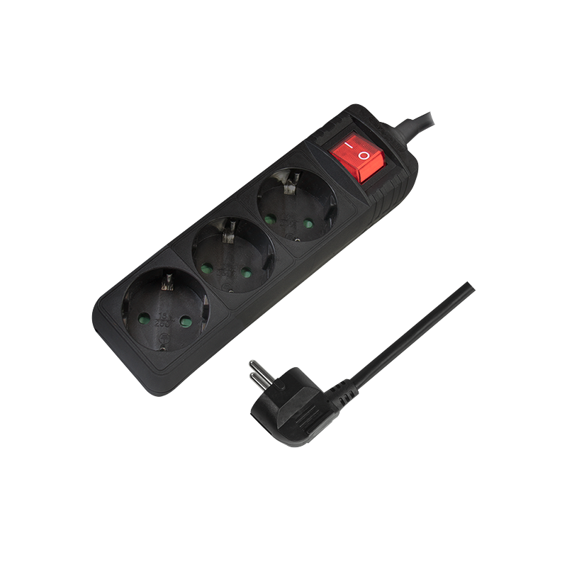 Logilink PRELUNGITOR, Schuko x 3, cablu 3G 1.5mm2, 230 V/16 A, 50 Hz, max. 3500 W, buton, LPS206B