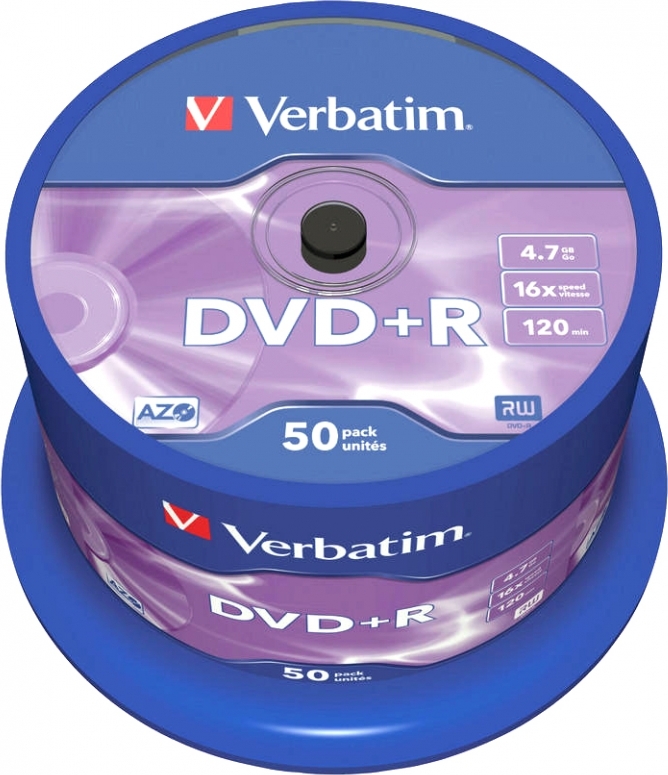 Verbatim DVD+R 4.7GB, 120min, viteza 16x, 50 buc, Single Layer, spindle, "Matt Silver", 43550