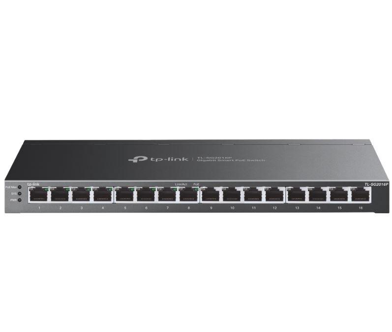 TP-LINK JetStream™ 16-Port Gigabit Smart Switch with 8-Port PoE+, 8× Gigabit PoE+ Ports, TL-SG2016P