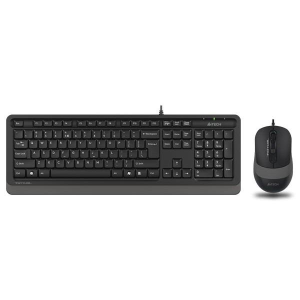 A4TECH Kit Wired tastatura si mouse Fstyler F1010, taste numerice, Negru, F1010 GREY