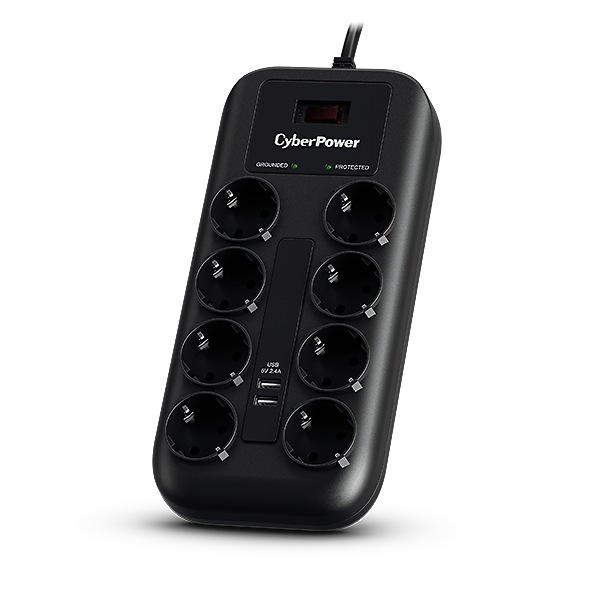 Cyber Power PRELUNGITOR, Schuko x 8, conectare prin Schuko (T), USB x 2, cablu 1.8 m, P0820SUF0-DE