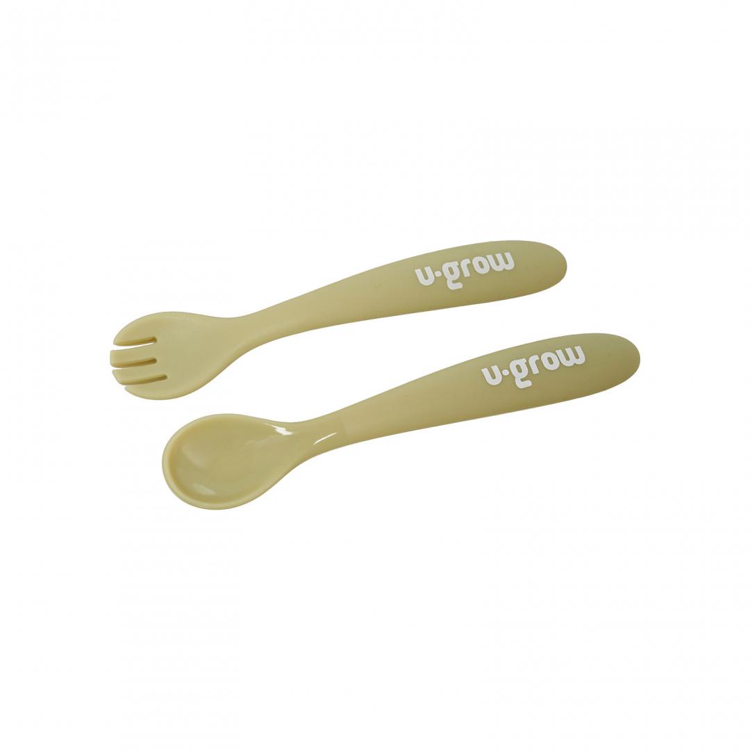 U-GROW Set diversificare 5 piese silicon : baveta, bol, farfurie, lingurita si furculita, UG-SET2OV - imagine 6