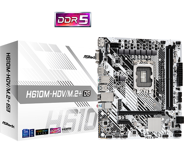 Asrock Placa de baza, skt. LGA 1700, chipset Intel H610, mATX, 2 x DDR5 max. 96, H610M-HDV/M.2+ D5 - imagine 5