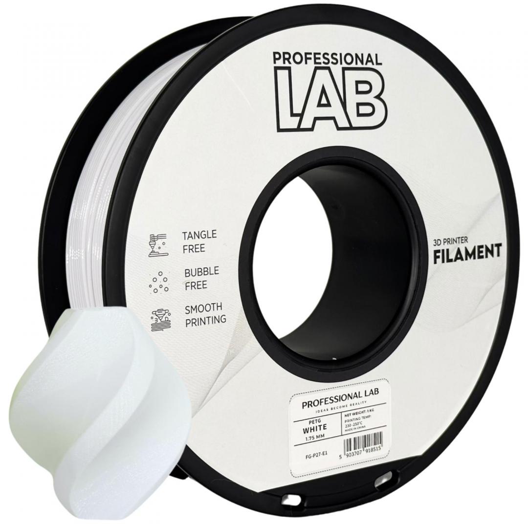 PROFESSIONAL LAB Filament 3D Proffesional Lab, Diamentru 1.75mm, Greutate: 1KG, Culoare, PETG WHITE