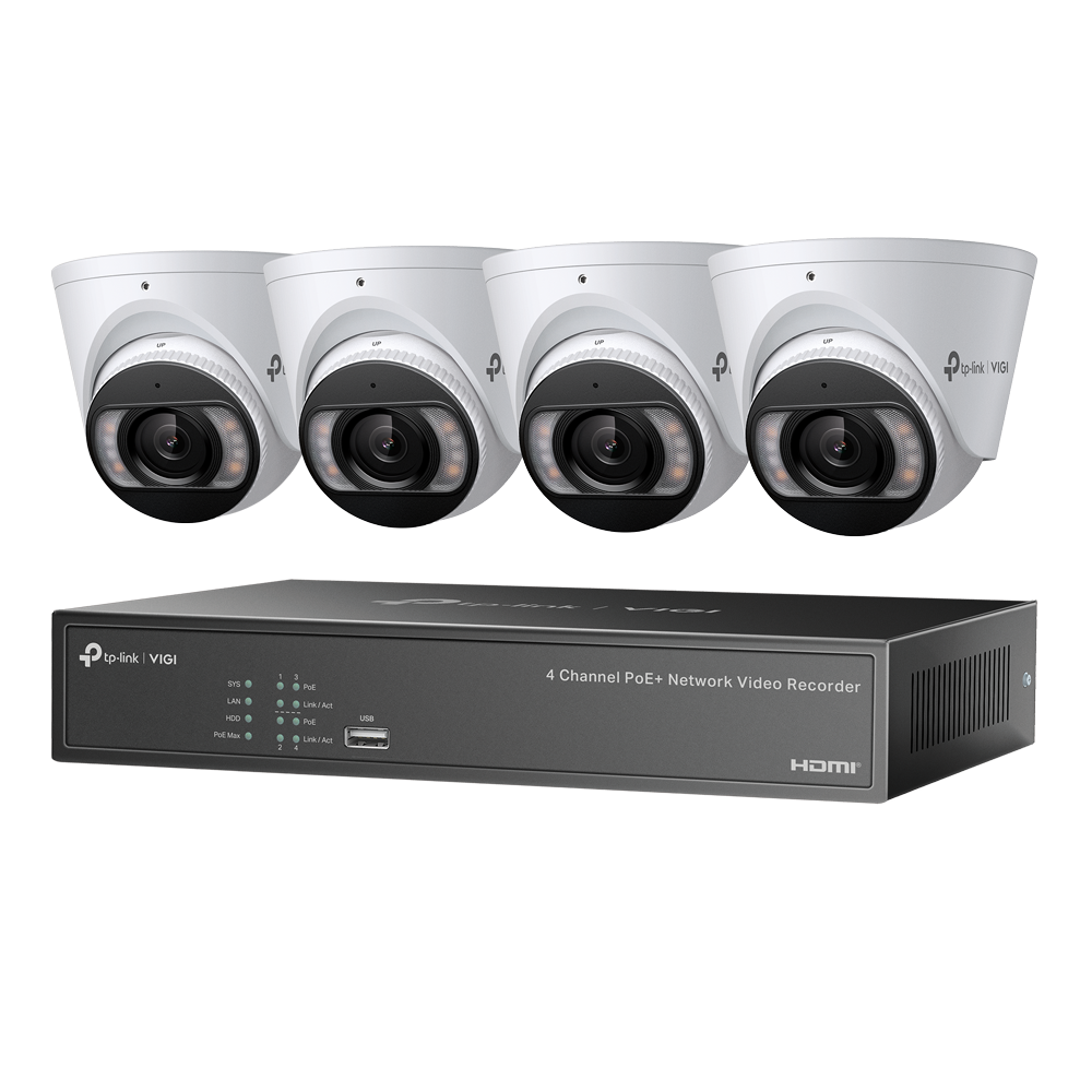Tp-Link KIT VIGI 4MP Full-Color Turret IPC & 4 Channel PoE+ NVR KIT + 2TB HDD, VIGI NK4P-T4425-2T