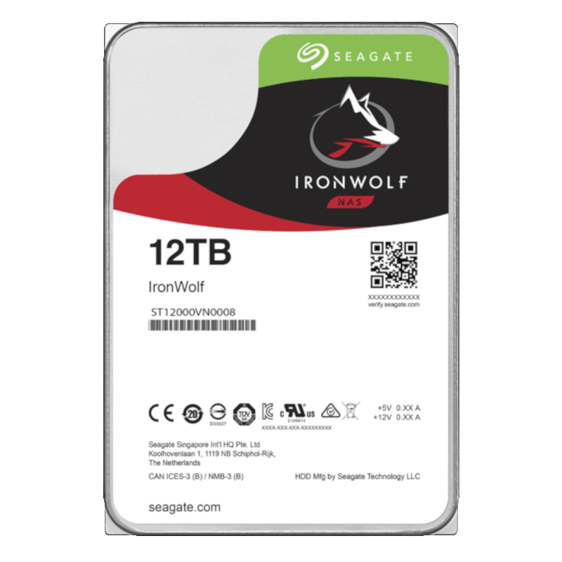 Seagate HDD 12 TB, IronWolf, 7.200 rpm, buffer 256 MB, pt. NAS, ST12000VN0008