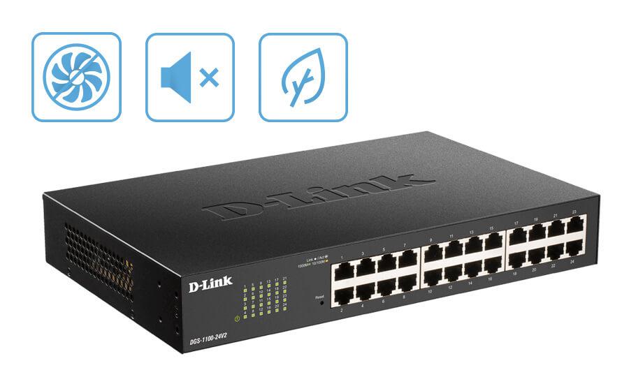 D-LINK Switch Gigabit, 24 port, 10/100/1000 Mbps, DGS-1100-24PV2