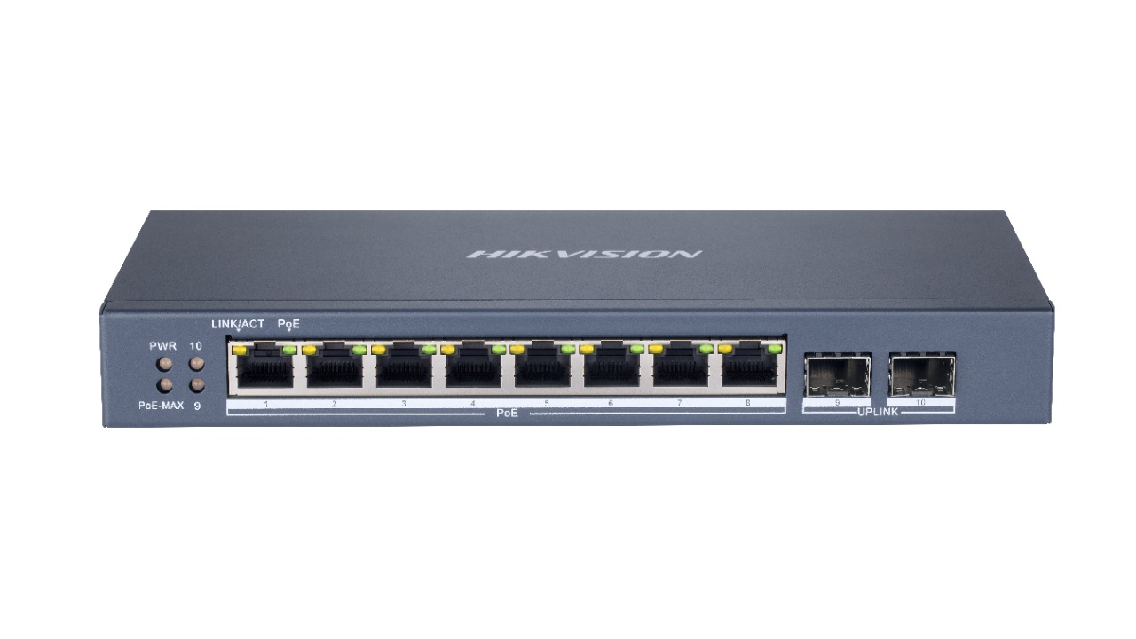 Hikvision SWITCH. PoE, port Gigabit x 8, SFP SFP x 2, managed, carcasa metalica, DS-3E1510P-SI