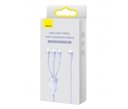 Baseus CABLU alimentare si date Flash Series II One- for-three, pt. smartphone, USB la, CASS030005 - imagine 2