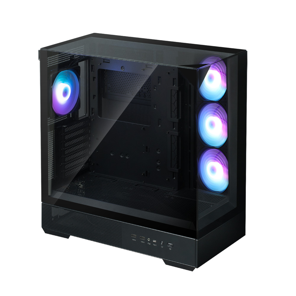 Zalman CARCASA P40 Prism Plus, middle tower, gaming, fara sursa, suporta 9xfan, P40 Prism Plus Black - imagine 2