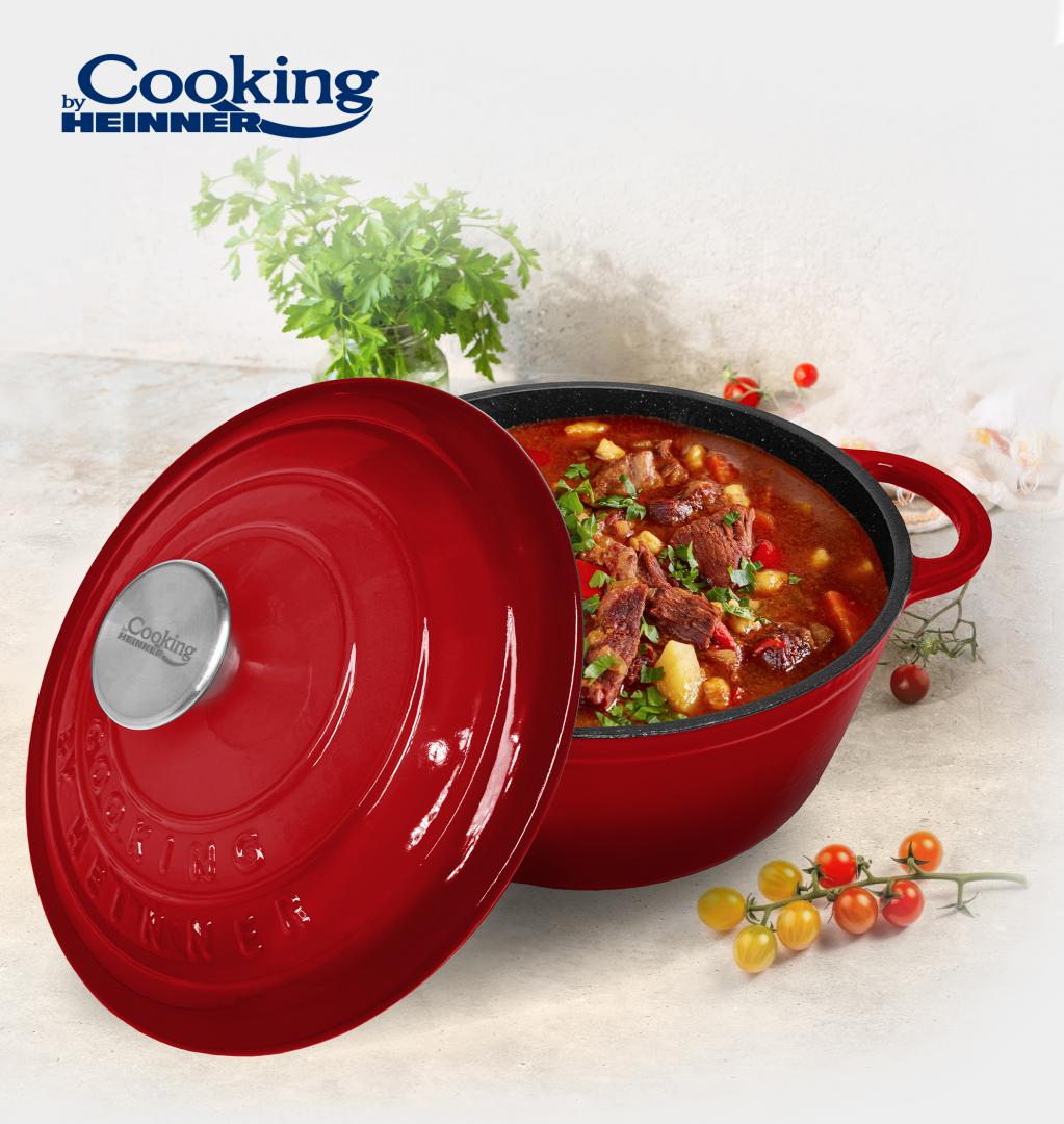 HEINNER SEMIOALA FONTA EMAILATA + CAPAC 26 x 12 CM, 4.8 L, RED LINE, HR-KN-SM48 - imagine 2