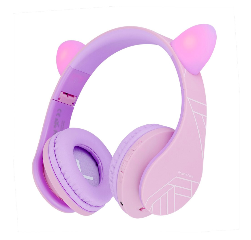 POWERLOCUS Casti Over-ear KidsCat, Wireless/Wired, Multicolor, PWL-P2KIDSCAT-PURPLEPINK - imagine 2