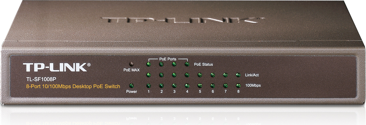 Tp-Link SWITCH PoE 8 porturi 10/100Mbps (4 PoE), IEEE 802.3af, carcasa metalica, TL-SF1008P