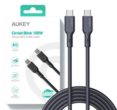 Aukey Cablu alimentare si date, USB Type-C (T) la USB Type-C (T), 1.8m, 480 Mbps, 100W, LLTSN1040023
