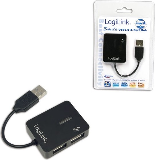 Logilink HUB extern, porturi USB: USB 2.0 x 4, conectare prin USB 2.0, cablu 0.05 m, negru, UA0139