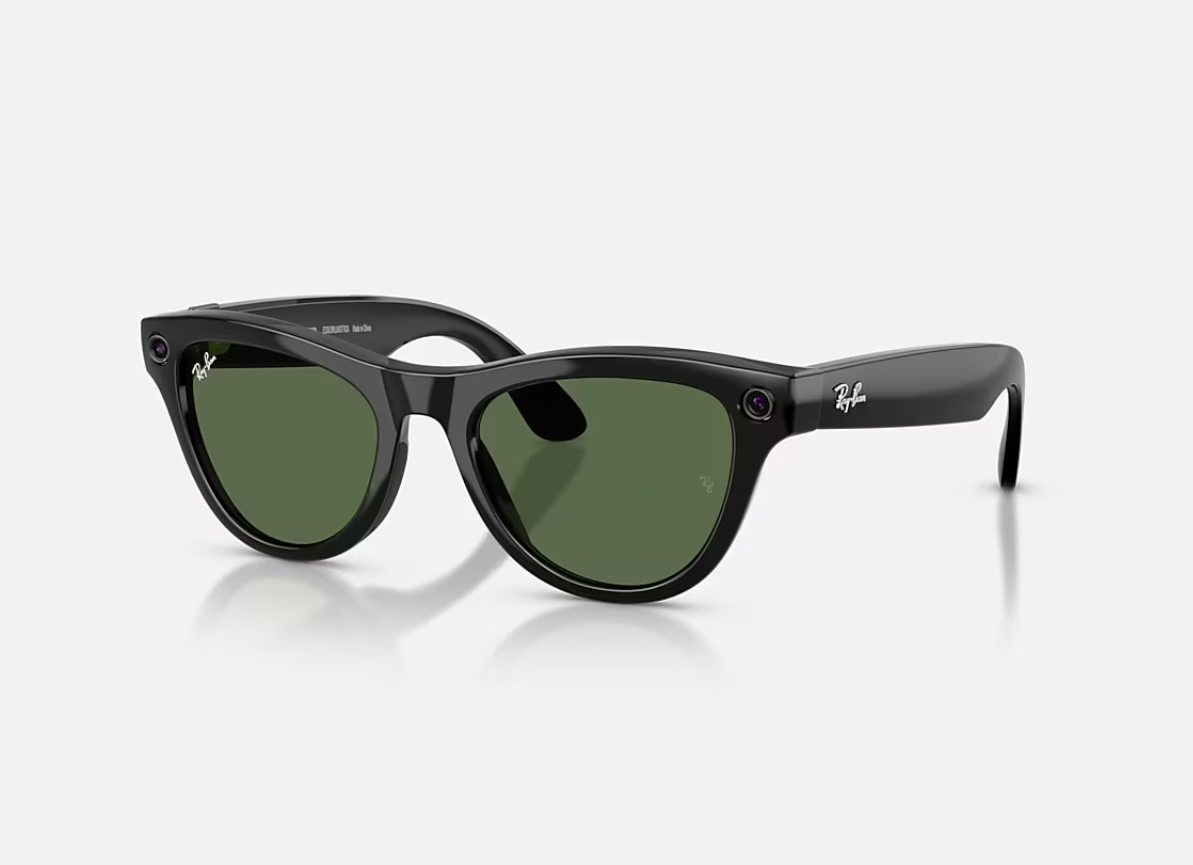 RAYBAN Ray-Ban Meta Skyler Gen 2 High Bridge Fit Shiny Black G-15 Green 52-20, RW4014 601/71 52-20