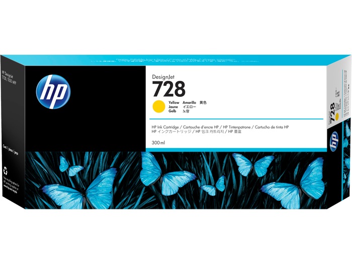 HP Cartus Cerneala Original Yellow, nr.728 pentru DesignJet T730|DesignJet T830, F9K15A