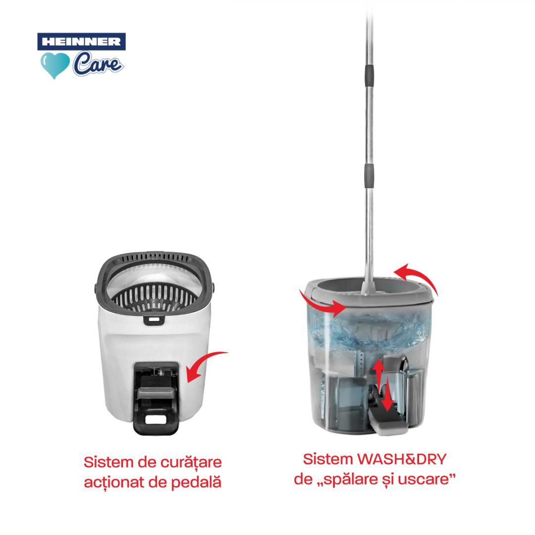 HEINNER SET CURATENIE CU PEDALA WASH&DRY, CLEAN STEP, GRI, HR-NL-P360G - imagine 9