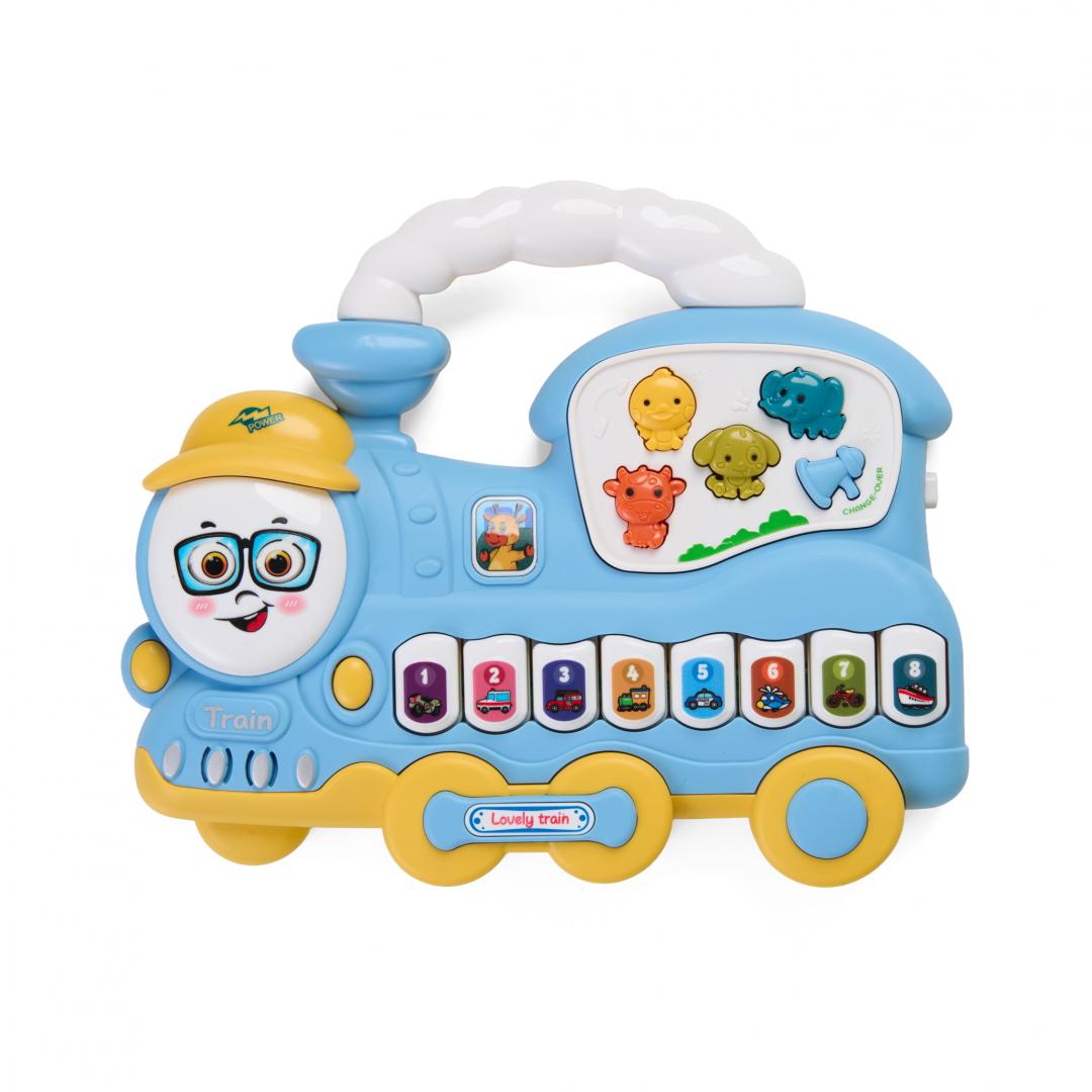 MomKi JUCARIE TRENULET CU LUMINI SI SUNETE, ALBASTRU, MOMKI855-112ABS