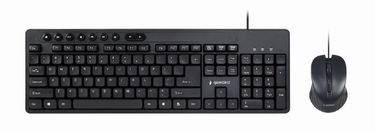Gembird KIT wired, tastatura 104 taste + mouse optic 1600dpi 3 butoane rotita scroll, KBS-UM-04