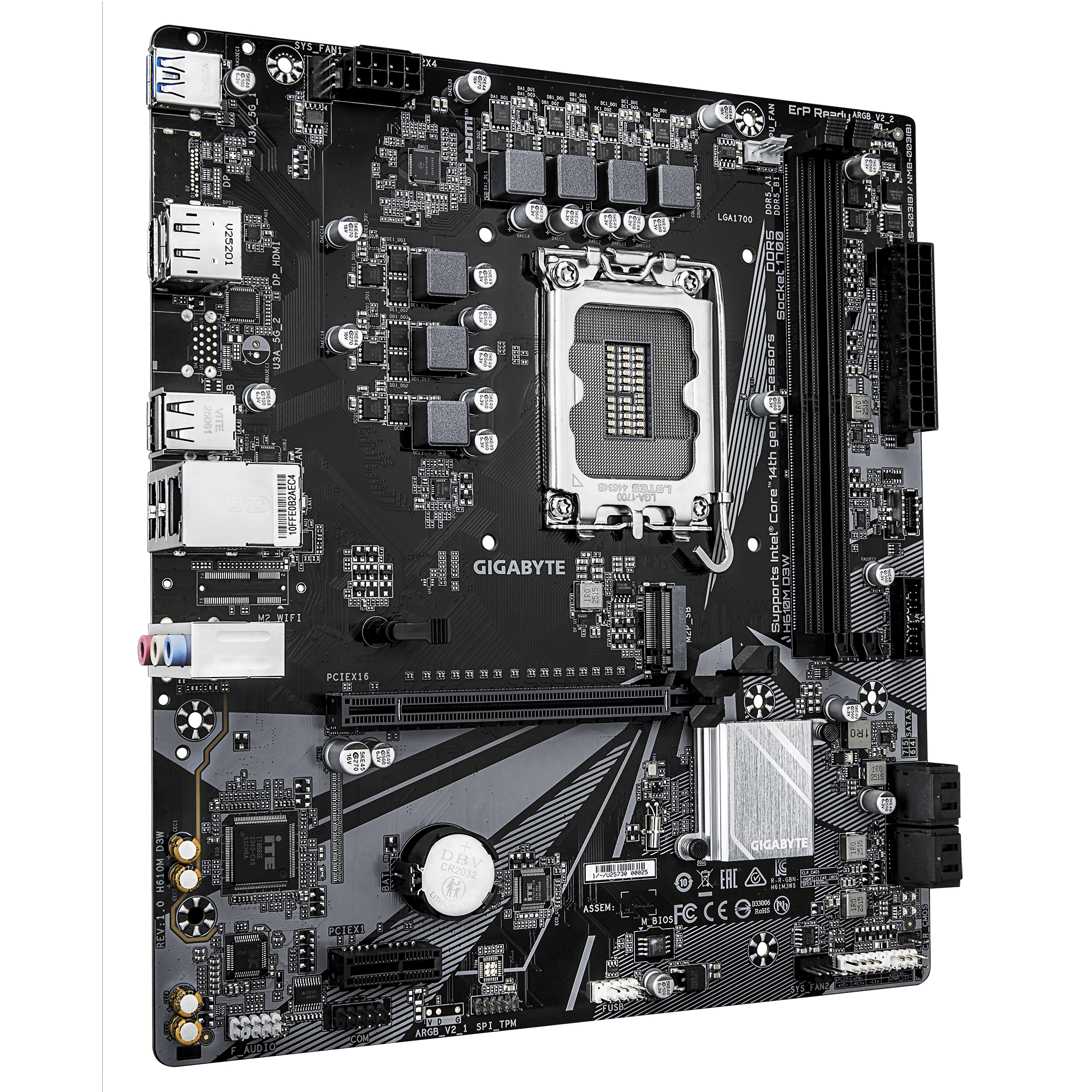 Gigabyte Placa de baza DDR4, LGA1700, mATX, Negru, H610M D3W - imagine 3