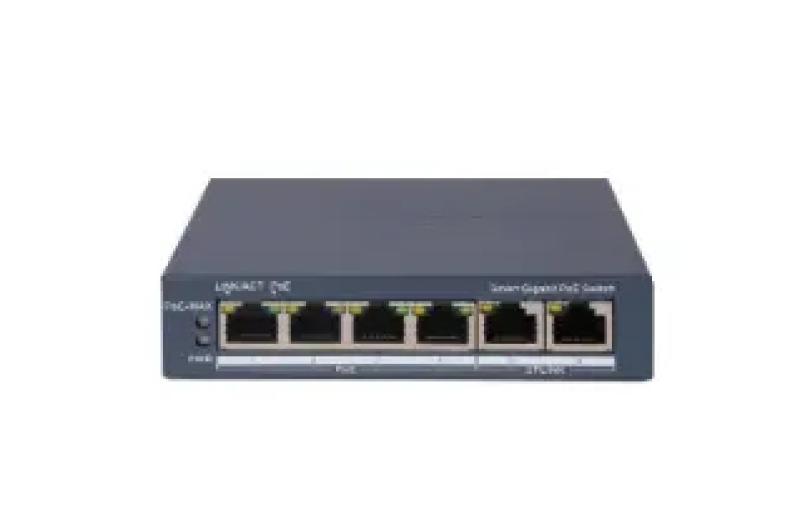 HIKVISION SWITCH POE 4PORTURI 60W, DS-3E1506P-EI