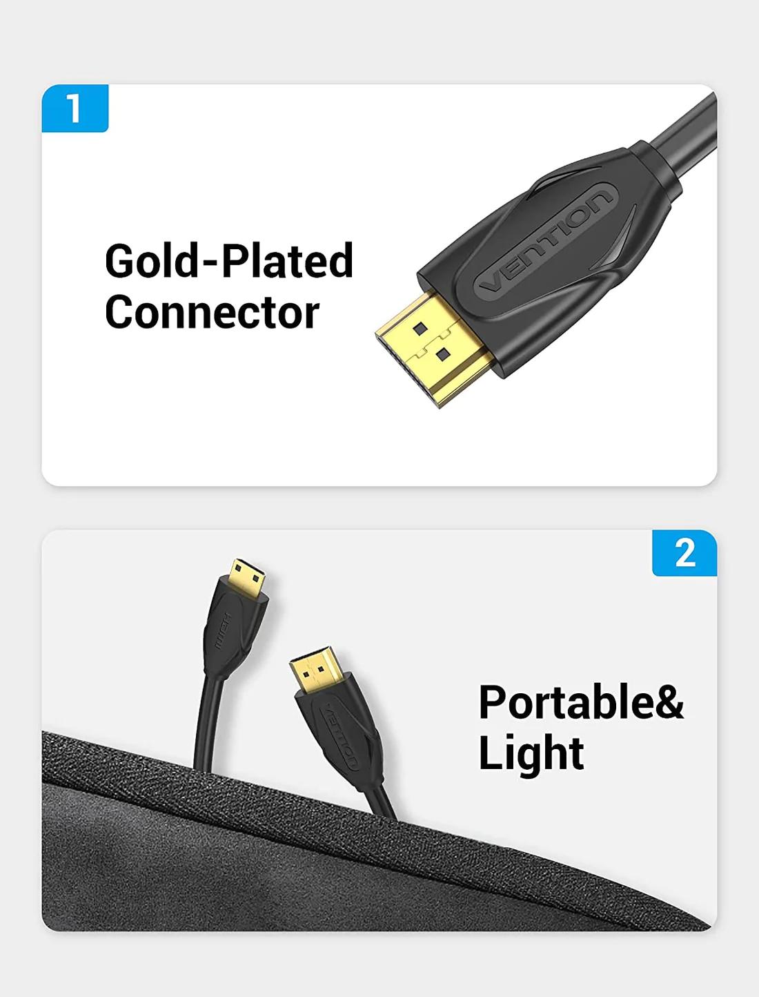 Vention Cablu video, HDMI(T) la HDMI(T), 1.5m, rezolutie maxima 4K la 60Hz, conectori, VAA-B02-L150 - imagine 2